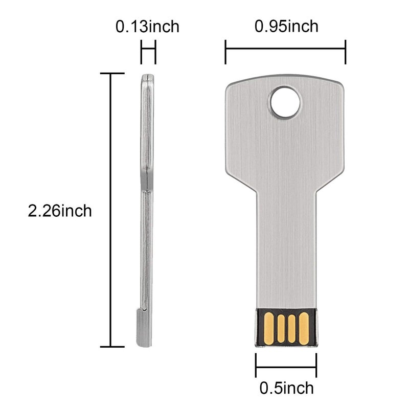 RAOYI 10 عبوة 2GB فلاش USB USB 2.0 مفتاح معدني على شكل ذاكرة فلاش ميموري ستك قلم فلاش - فضي - Image 2